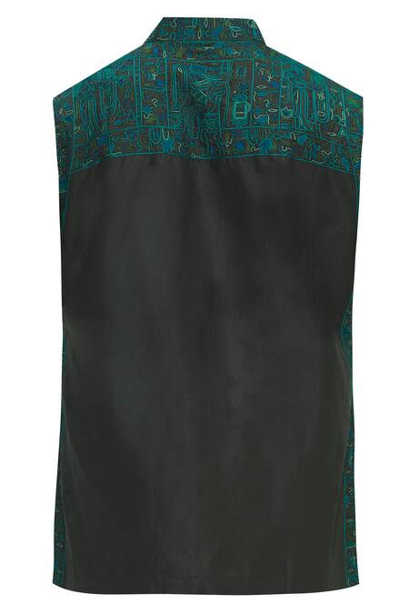 Shop_Sharbari Studio_Beige Silk Bundi _Online_at_Aza_Fashions