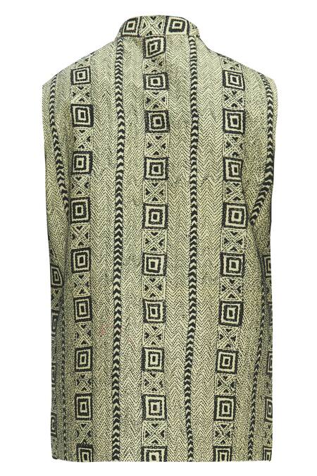 Shop_Sharbari Studio_Beige Tussar Silk Bundi _Online_at_Aza_Fashions