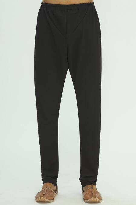 Shop_Sharbari Studio_Black Silk Hand Painted Sherwani Set _Online_at_Aza_Fashions