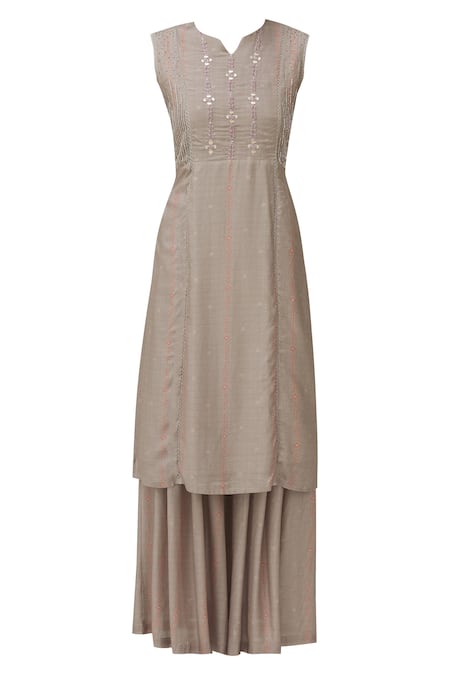 Buy 17:17 By Simmi Saboo Purple Cotton Silk Notched Embellished Kurta Palazzo Set Online at Aza Fashions Buy_17:17 By Simmi Saboo_Purple Cotton Silk Notched Embellished Kurta Palazzo Set_Online_at_Aza_Fashions