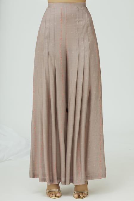 Shop 17:17 By Simmi Saboo Purple Cotton Silk Notched Embellished Kurta Palazzo Set Online at Aza Fashions Shop_17:17 By Simmi Saboo_Purple Cotton Silk Notched Embellished Kurta Palazzo Set_Online_at_Aza_Fashions