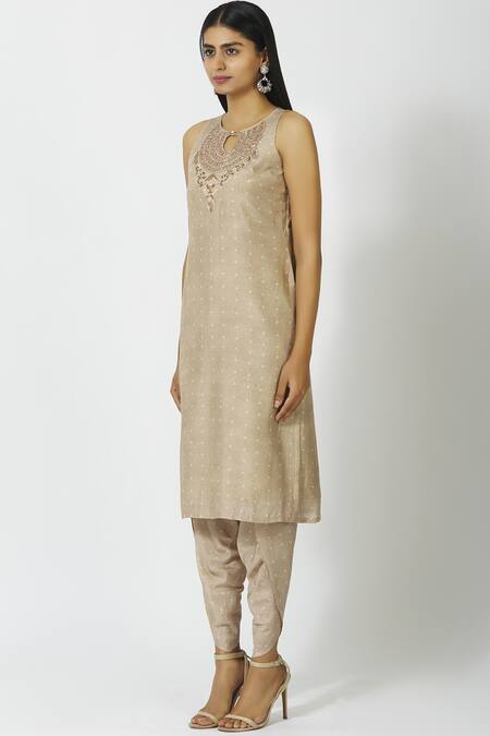 Buy 17:17 By Simmi Saboo Beige Cotton Silk Round Embellished Dhoti Pant Set Online at Aza Fashions Buy_17:17 By Simmi Saboo_Beige Cotton Silk Round Embellished Dhoti Pant Set_Online_at_Aza_Fashions