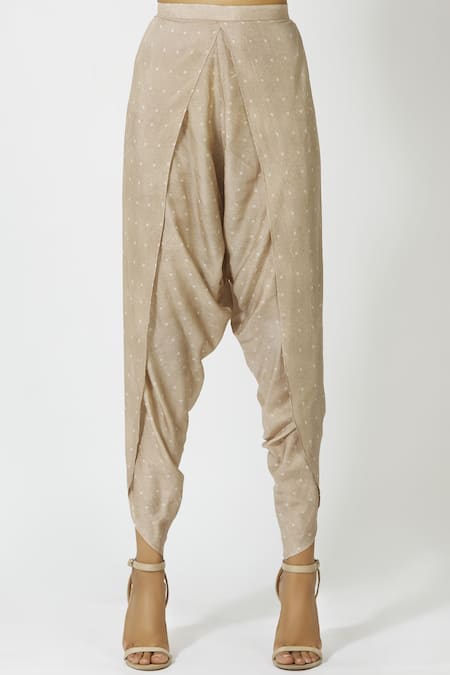 Shop 17:17 By Simmi Saboo Beige Cotton Silk Round Embellished Dhoti Pant Set Online at Aza Fashions Shop_17:17 By Simmi Saboo_Beige Cotton Silk Round Embellished Dhoti Pant Set_Online_at_Aza_Fashions