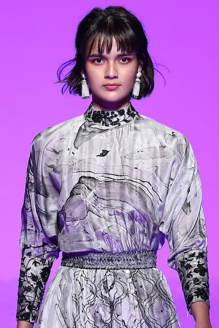 Buy_Mishru_Grey Silk Maxi Dress_Online_at_Aza_Fashions