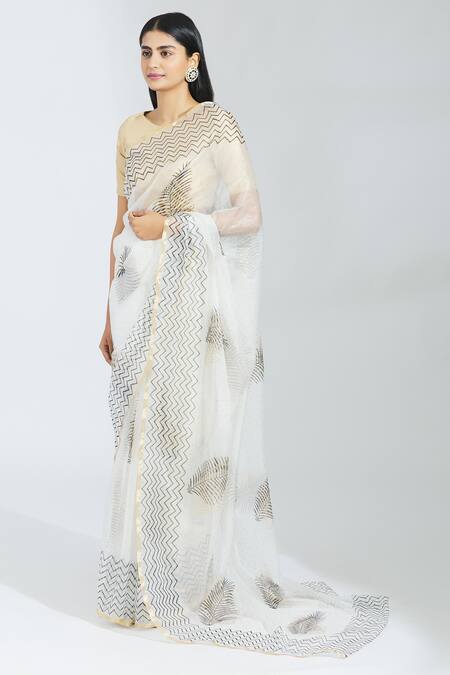 Buy infloura Saree For Women's And Girls viscose Organza Silk Fabric Saree  With beautiful handcrafted work all over saree with beautiful butta and  white silk blouse (Levender) at Amazon.in