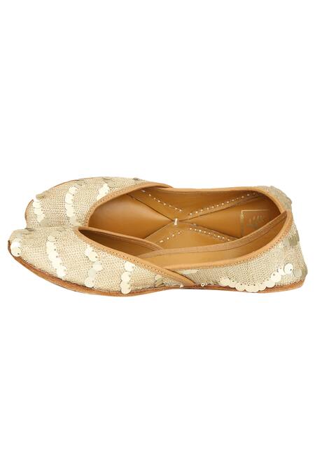 House Of Vian Gold Embellishment Silk Juttis Online at Aza Fashions House Of Vian_Gold Embellishment Silk Juttis_Online_at_Aza_Fashions