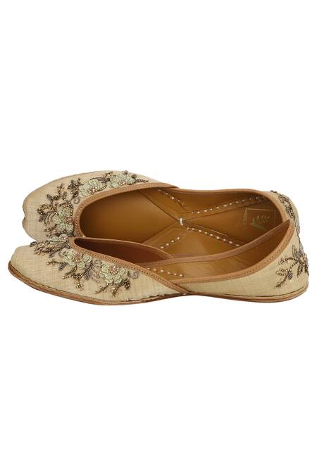 House Of Vian_Beige Embellishment Juttis_Online_at_Aza_Fashions