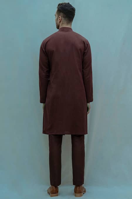 Shop_Bohame_Brown Linen Cotton Kurta Set _at_Aza_Fashions