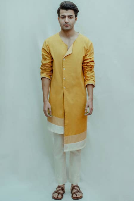 Bohame Linen Asymmetrical Kurta Set 