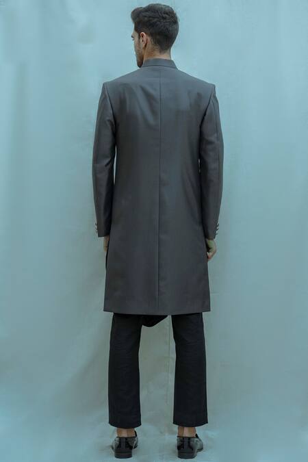 Shop Bohame Black Cotton Linen, Suiting, Tencel Bandhgala Kurta Set at Aza Fashions Shop_Bohame_Black Cotton Linen, Suiting, Tencel Bandhgala Kurta Set_at_Aza_Fashions