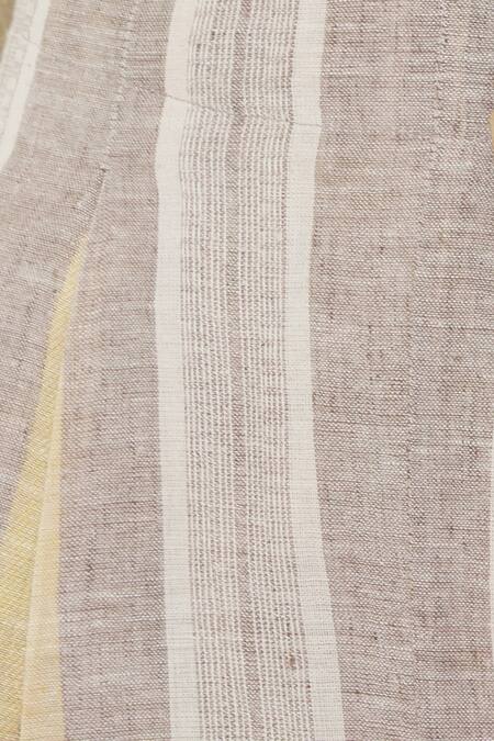 Shop_Anavila_Yellow Striped Linen Pants_Online_at_Aza_Fashions