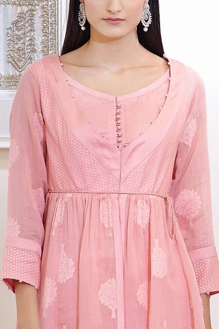 Shyam Narayan Prasad Pink Chanderi Angrakha Anarkali Set at Aza Fashions Shyam Narayan Prasad_Pink Chanderi Angrakha Anarkali Set_at_Aza_Fashions