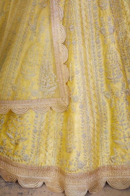 Shyam Narayan Prasad_Yellow Silk And Viscose Round Lehenga Set _at_Aza_Fashions