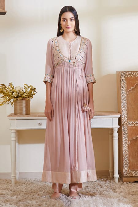 Shyam Narayan Prasad Silk Angrakha Anarkali Set 