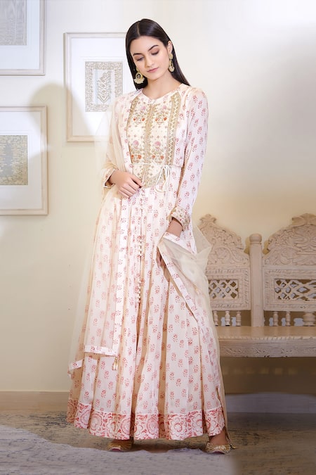 Shyam Narayan Prasad Silk Anarkali Set 