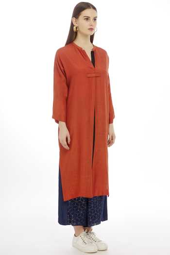 Ezra_Orange Pashmina Tunic_Online_at_Aza_Fashions