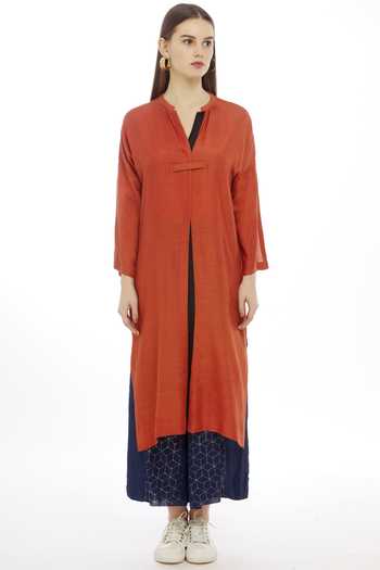 Buy_Ezra_Orange Pashmina Tunic_Online_at_Aza_Fashions