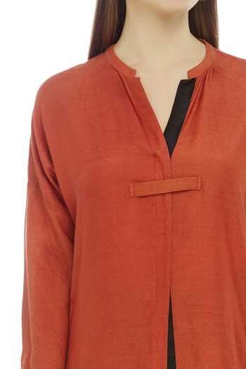 Ezra_Orange Pashmina Tunic_at_Aza_Fashions