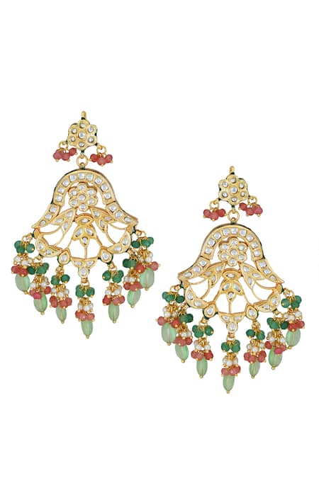 ChhavI'S Jewels_Gold Plated Beads, Stones Kundan Choker Set _Online_at_Aza_Fashions
