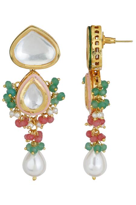 Buy_ChhavI'S Jewels_Gold Plated Pearls, Beads, Stones Kundan Choker Set_Online_at_Aza_Fashions