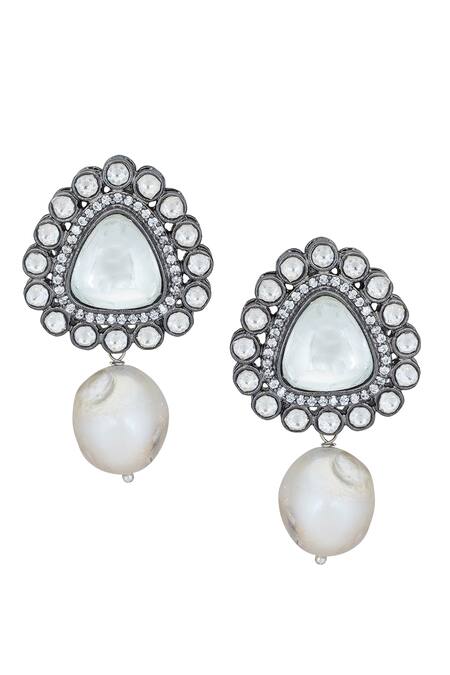 ChhavI'S Jewels_Silver Plated Pearls, Kundan, Crystals, Stones Choker Set_Online_at_Aza_Fashions