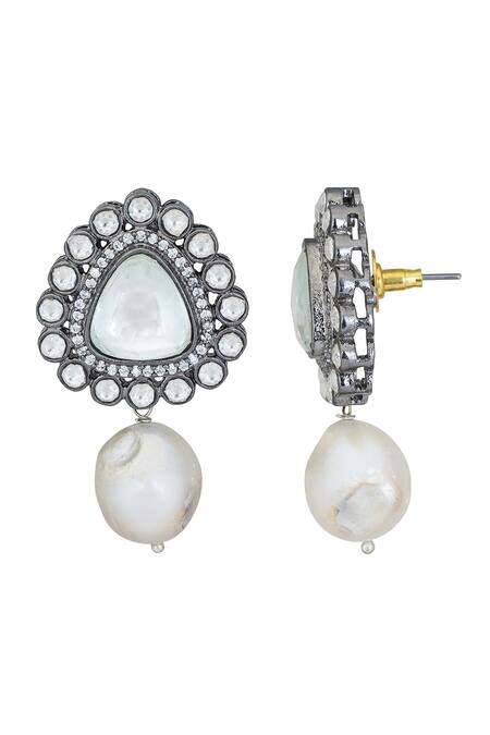 Buy_ChhavI'S Jewels_Silver Plated Pearls, Kundan, Crystals, Stones Choker Set_Online_at_Aza_Fashions