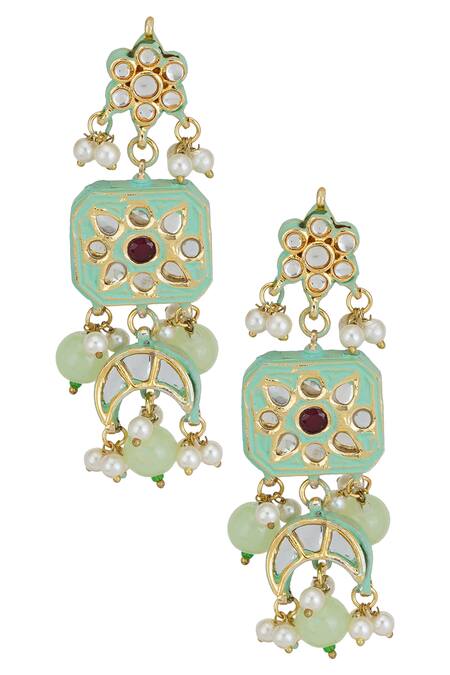 ChhavI'S Jewels_Gold Plated Stones, Beads, Embroidery Kundan Enamel Choker Set_Online_at_Aza_Fashions