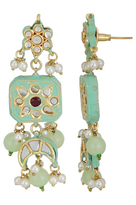 Buy_ChhavI'S Jewels_Gold Plated Stones, Beads, Embroidery Kundan Enamel Choker Set_Online_at_Aza_Fashions