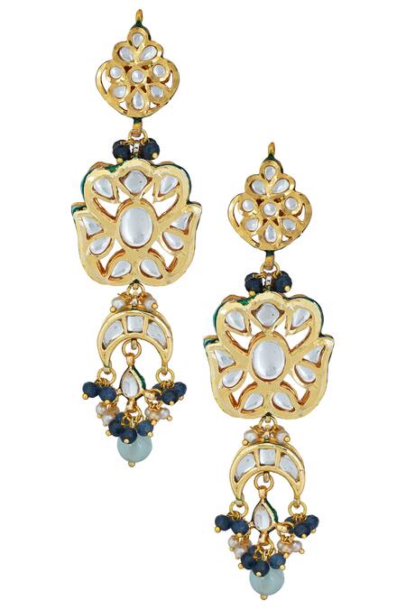 ChhavI'S Jewels_Gold Plated Beads, Stones Kundan Choker Set _Online_at_Aza_Fashions