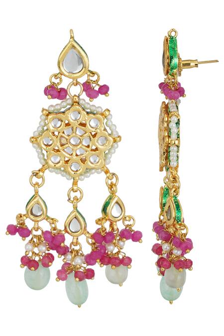 Buy_ChhavI'S Jewels_Gold Plated Beads, Diamonds Kundan Choker Set _Online_at_Aza_Fashions