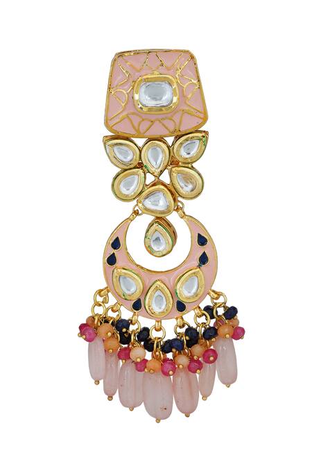 Shop_ChhavI'S Jewels_Gold Plated Beads Kundan Choker Set_Online_at_Aza_Fashions