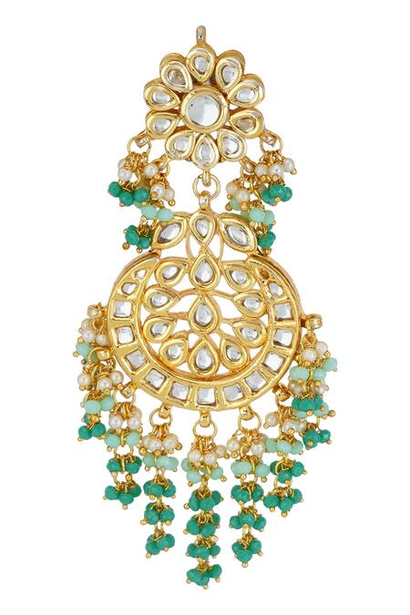 Buy_ChhavI'S Jewels_Gold Plated Beads Kundan Danglers _Online_at_Aza_Fashions