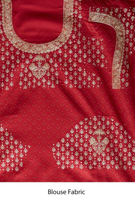 Shop_RI.Ritu Kumar_Red Satin Silk Embroidered Saree _Online_at_Aza_Fashions