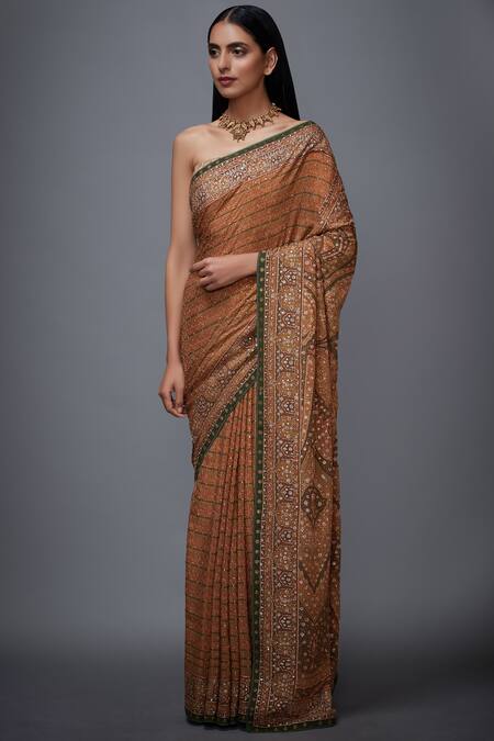 Shop RI.Ritu Kumar Beige Chinon Silk Printed Saree at Aza Fashions Shop_RI.Ritu Kumar_Beige Chinon Silk Printed Saree_at_Aza_Fashions