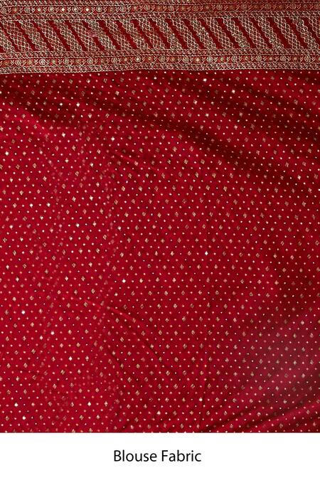 Shop_RI.Ritu Kumar_Red Silk Satin Embroidered Saree_Online_at_Aza_Fashions