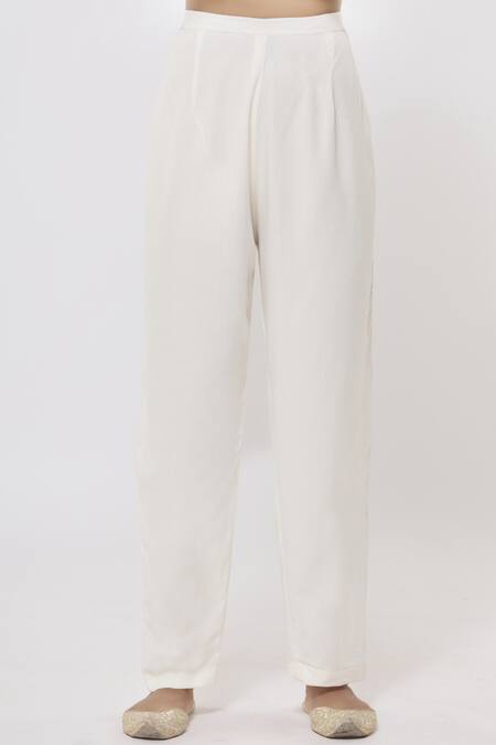 Shop_Shyam Narayan Prasad_White Chanderi Embroidered Kurta Set_Online_at_Aza_Fashions