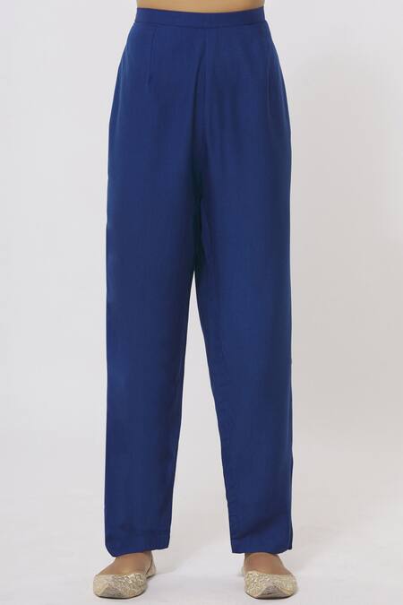 Shop_Shyam Narayan Prasad_Blue Chanderi Embroidered Kurta Set_Online_at_Aza_Fashions