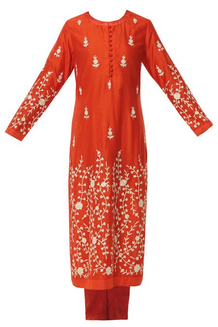 Buy_Shyam Narayan Prasad_Chanderi Embroidered Kurta Set_Online_at_Aza_Fashions