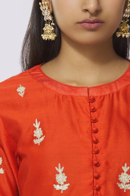 Shyam Narayan Prasad_Chanderi Embroidered Kurta Set_at_Aza_Fashions