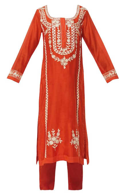 Buy_Shyam Narayan Prasad_Chanderi Embroidered Kurta Set_Online_at_Aza_Fashions
