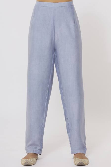 Shop_Shyam Narayan Prasad_Blue Chanderi Embroidered Kurta Set_Online_at_Aza_Fashions