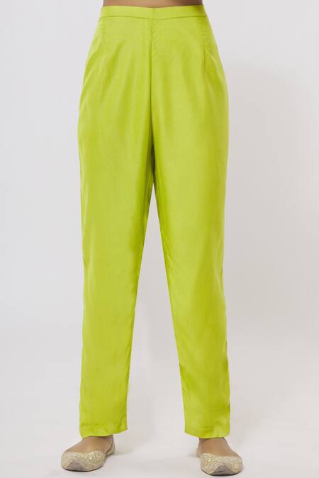 Shop_Shyam Narayan Prasad_Green Chanderi Embroidered Kurta Set_Online_at_Aza_Fashions