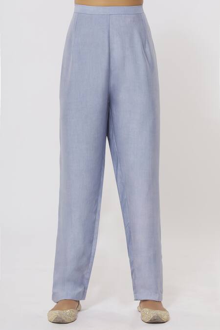 Shop_Shyam Narayan Prasad_Blue Chanderi Embroidered Kurta Set_Online_at_Aza_Fashions