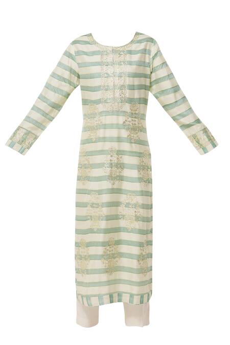 Buy_Shyam Narayan Prasad_White Chanderi Kurta Set_Online_at_Aza_Fashions