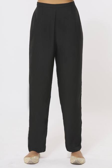 Shop_Shyam Narayan Prasad_Black Chanderi Kurta Set_Online_at_Aza_Fashions