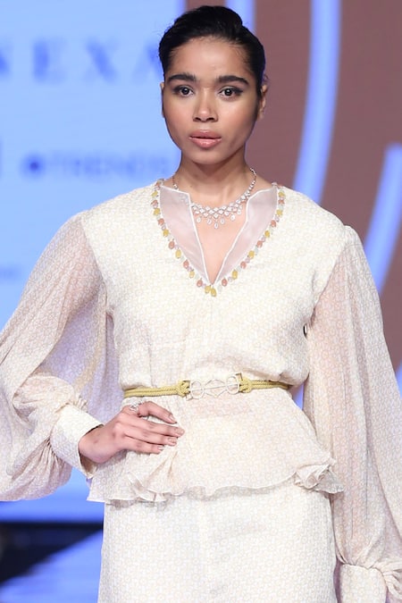 Buy_Ridhi Mehra_White V Neck Printed Pant Set  _Online_at_Aza_Fashions