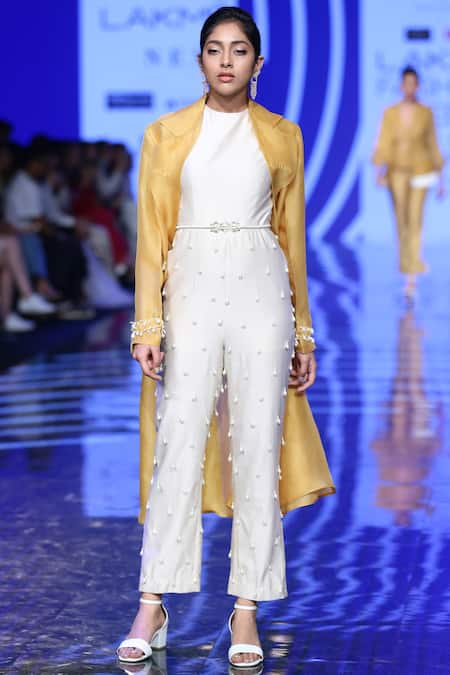 Ridhi Mehra Chanderi Embellished Jumpsuit with Jacket 