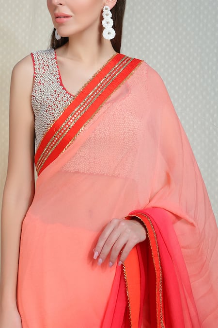 Shop_Nikasha_Pink Chiffon Round Embellished Saree With Blouse _Online_at_Aza_Fashions