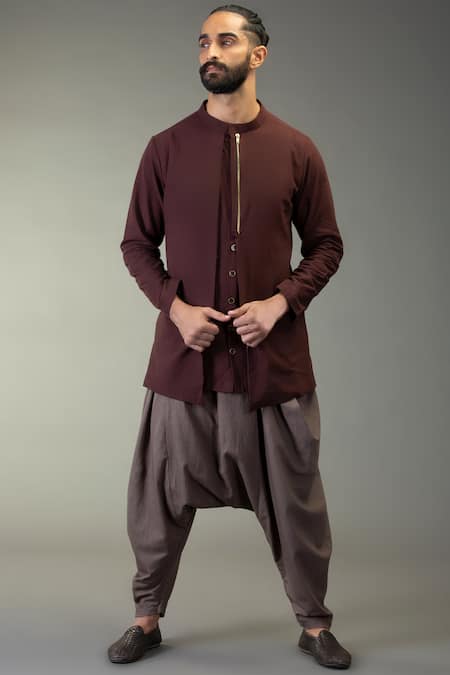 GRAM OF INK Purple Cotton Linen Kurta Set 