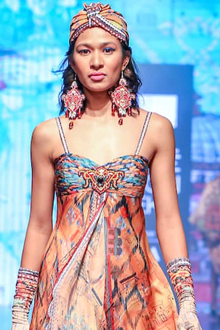 Shop_Rajdeep Ranawat_Beige Sweetheart Neck Printed Maxi Dress_Online_at_Aza_Fashions